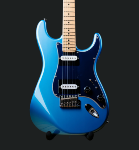 blue bass guitar