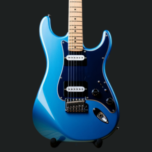 blue bass guitar